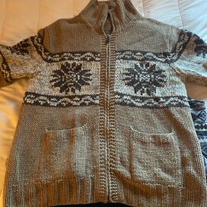 Vintage J. Crew wool hand knit cardigan with full zipper.  moderately used.